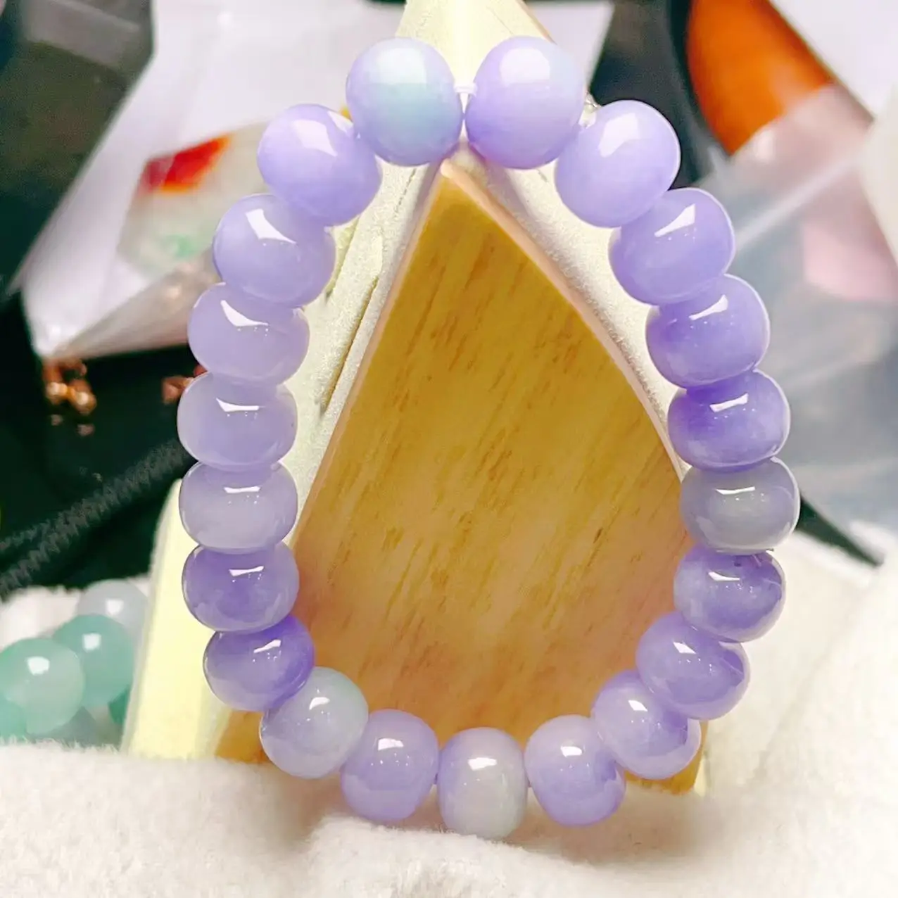 

Laokeng чистый натуральный жадеит лед клейкие семечки счеты браслет материал ледяной прозрачный увлажняющий браслет