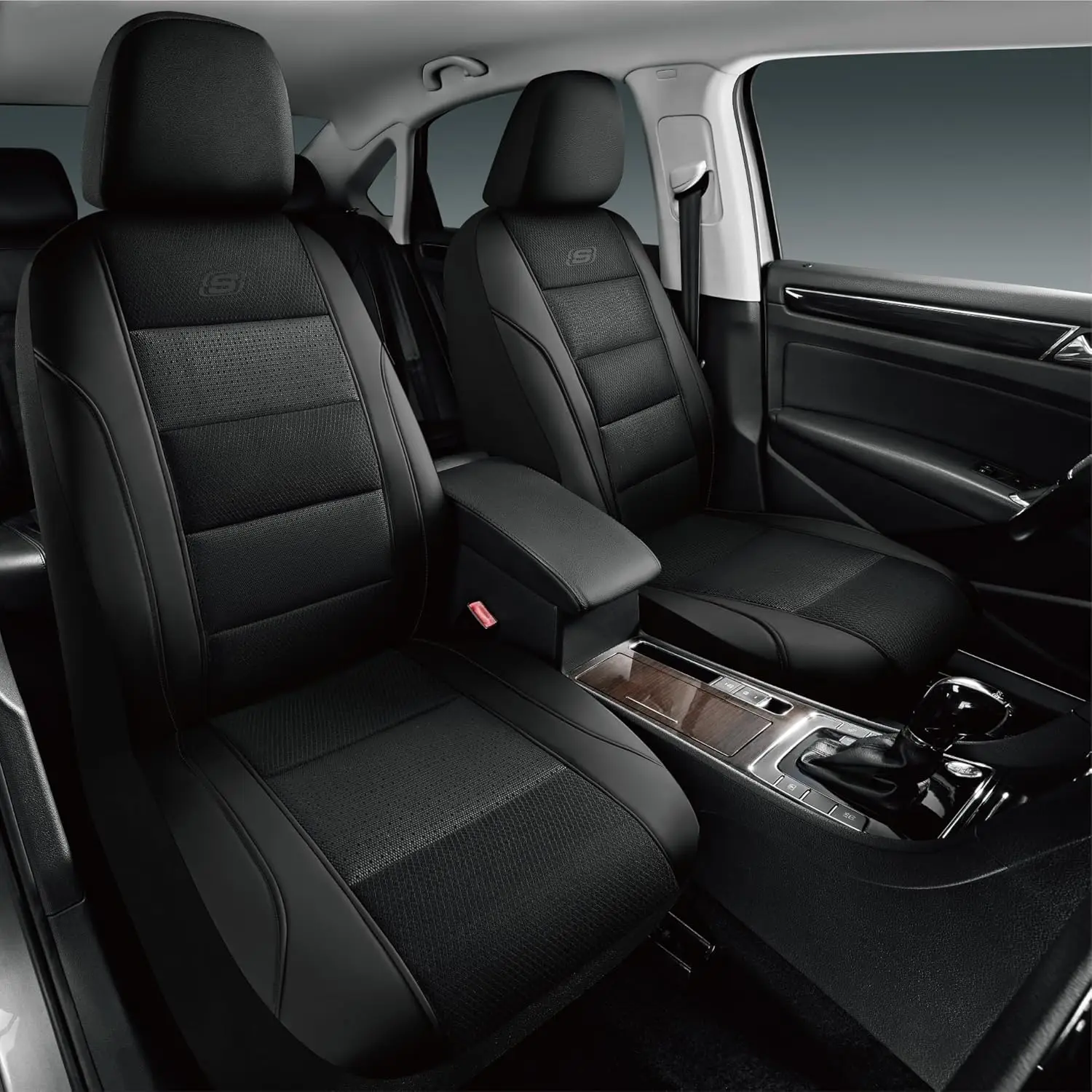 

Air-Cooled Memory Foam Car Seat Covers Front Seats for Most Cars SUVs Vans Trucks Black