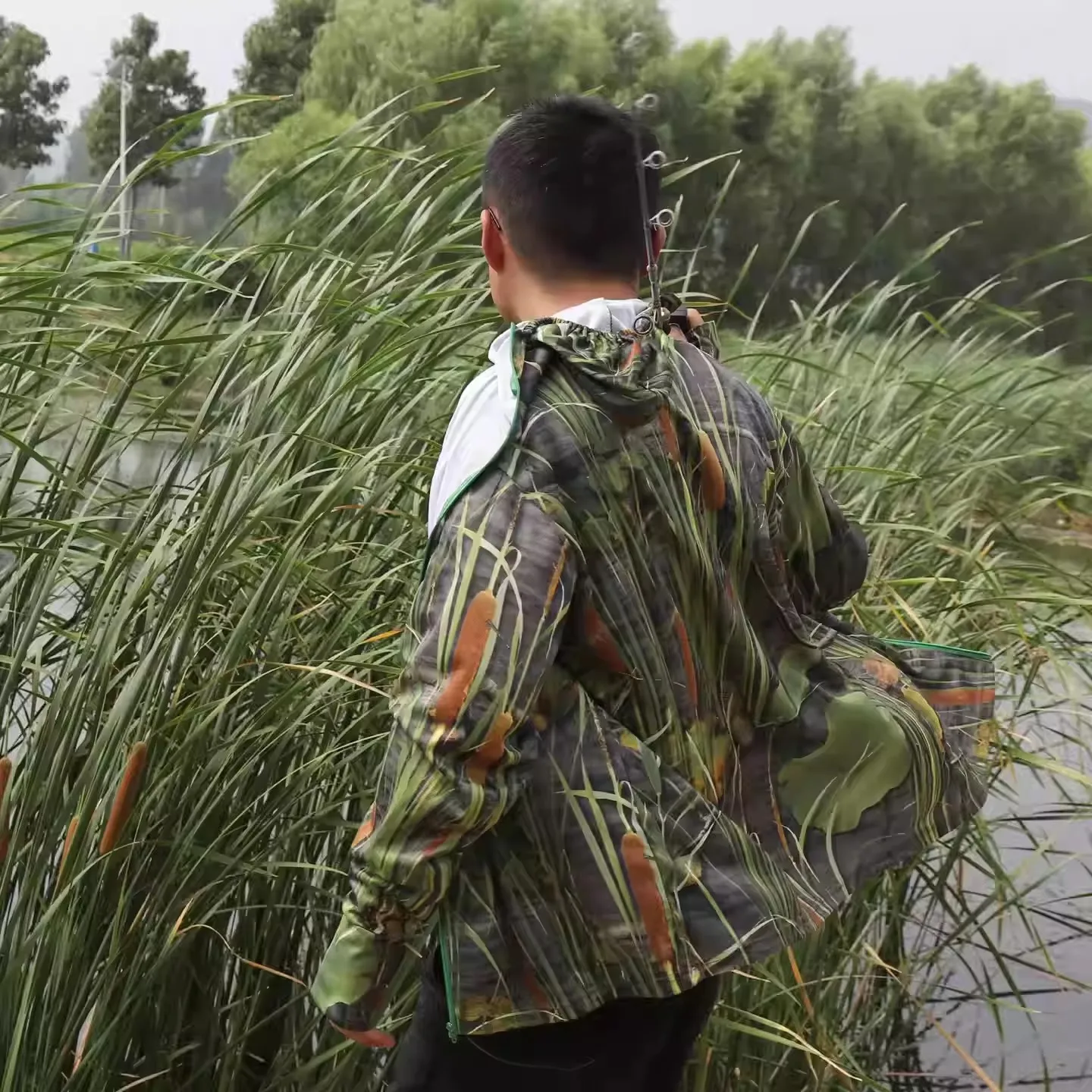 

Long-Sleeve Sun Protection Summer Fishing Hoodie Thin Breathable Lightweight Front Zippered Men's Sports Climbing Cycling Jacket