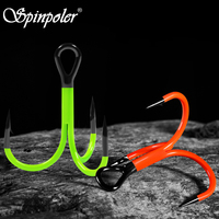 Spinpoler 1/0 2/0 3/0 UV Hook 2X Strong Coated Point Triple Treble Swimbait Deep Sea Fishing Freshwater Bass Pike Perch Tackle