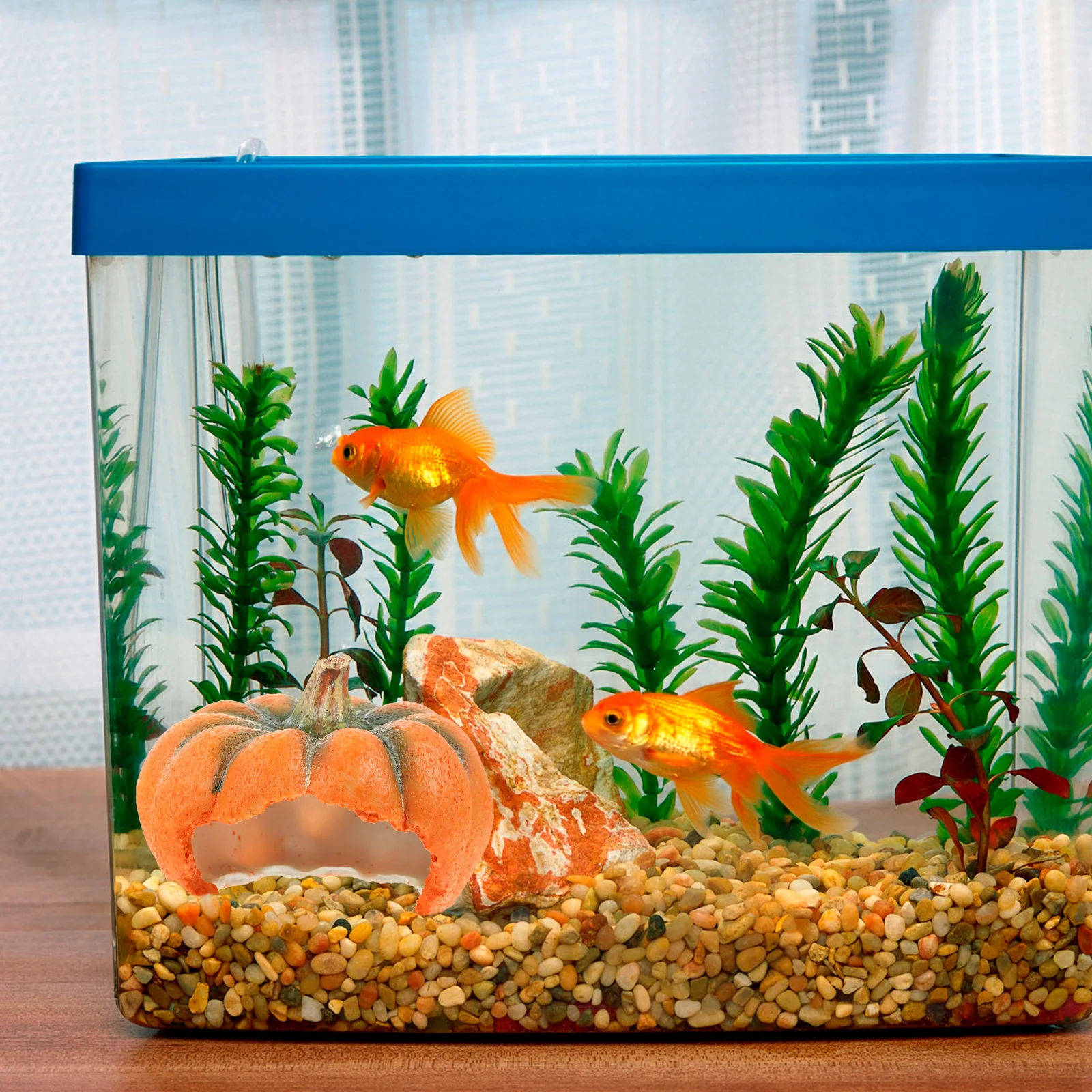 

Resin Aquarium Pumpkin Decor 3D Fish Tank Landscaping Prop For Small Tank Fish Shrimp Hideout Home Desktop Ornament Supply