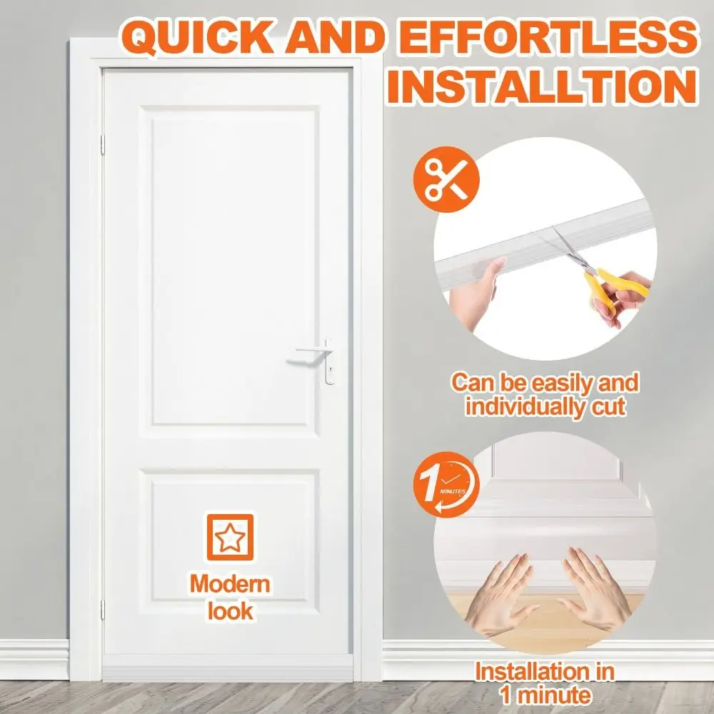 100cm Door Draft Stopper Soundproof Transparent Door Bottom Sealing Strip Self-adhesive Insect Prevention Draught Excluder