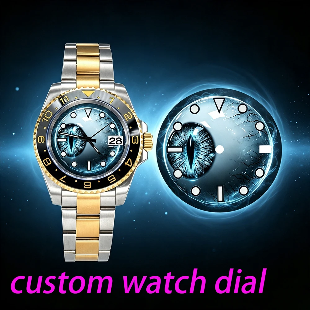 Custom Monster Eye Watch Dial NH35 Luminous Markers Date Window Watch Dial Fit NH35 Automatic Movement Watch Modification Parts