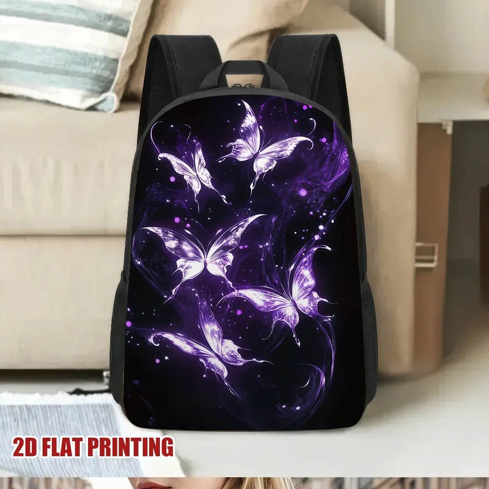 

1 Ladies Elegant Backpack - Lightweight Purple Butterfly with Cosmic Floral Design with Adjustable Shoulder Strap,Zipper Closure
