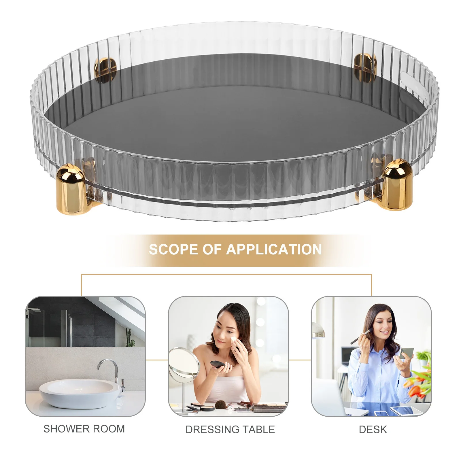 

Rotating Makeup Organizer Perfumes Skin Care Cosmetics Rotating Tray Large Capacity Non Slip Bathroom Kitchen Organizer