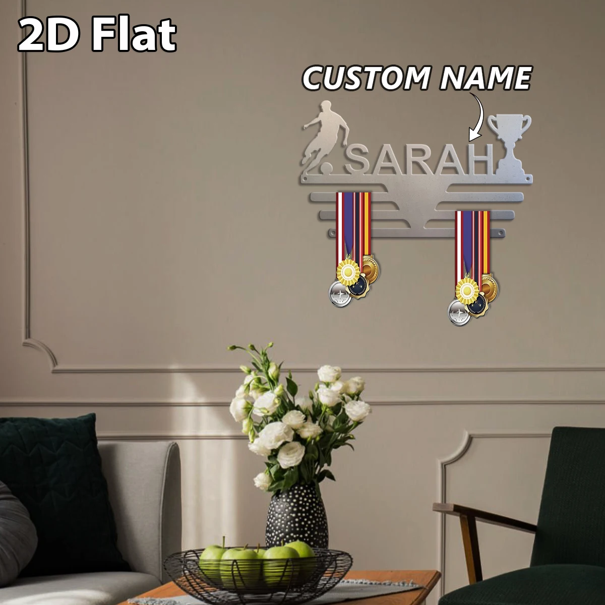 1pc Custom football match metal medal hook, Metal Wall Art,As Wedding Decor for Room Office, Party Decor,Best Gift for Friends