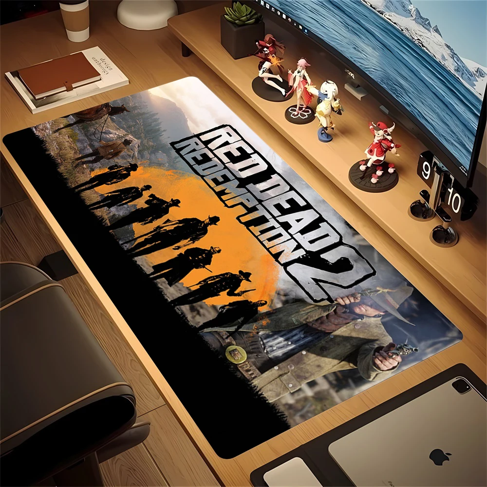 50x100CM Red Dead Redemption 2 RDR2 Mousepad Computer Gamers Locking Edge Non-slip Mouse Pad Extra larg thickened Desk Mat XXL