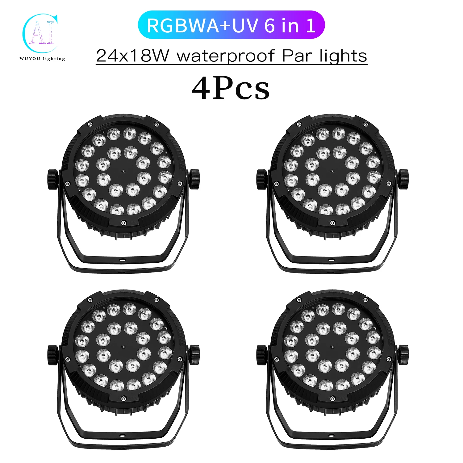 

4Pcs/Lots 24x12W RGBW/24x18W RGBWA UV 6 in 1 LED Waterproof Par Light DMX Control DJ Disco Equipment Outdoor Show Lighting