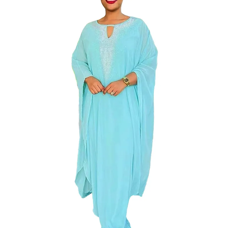 Women Eid Muslim Abaya Batwing Sleeve Africa Long Robe Ramadan Inner Dress Abayas Loose Modest Dubai Kaftan Diamonds 2024