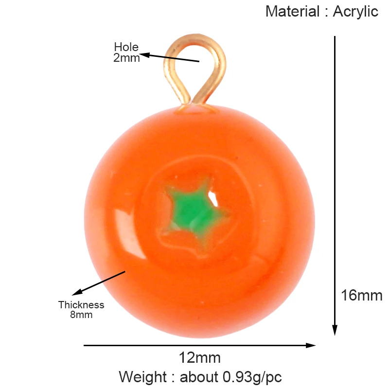 Arylic 3D Obst Erdbeere Traube Mango Durian Wassermelone Kirsche Granatapfel Charm Anhänger, Schmuck Halskette Armband Versorgung S18 – Detail 14