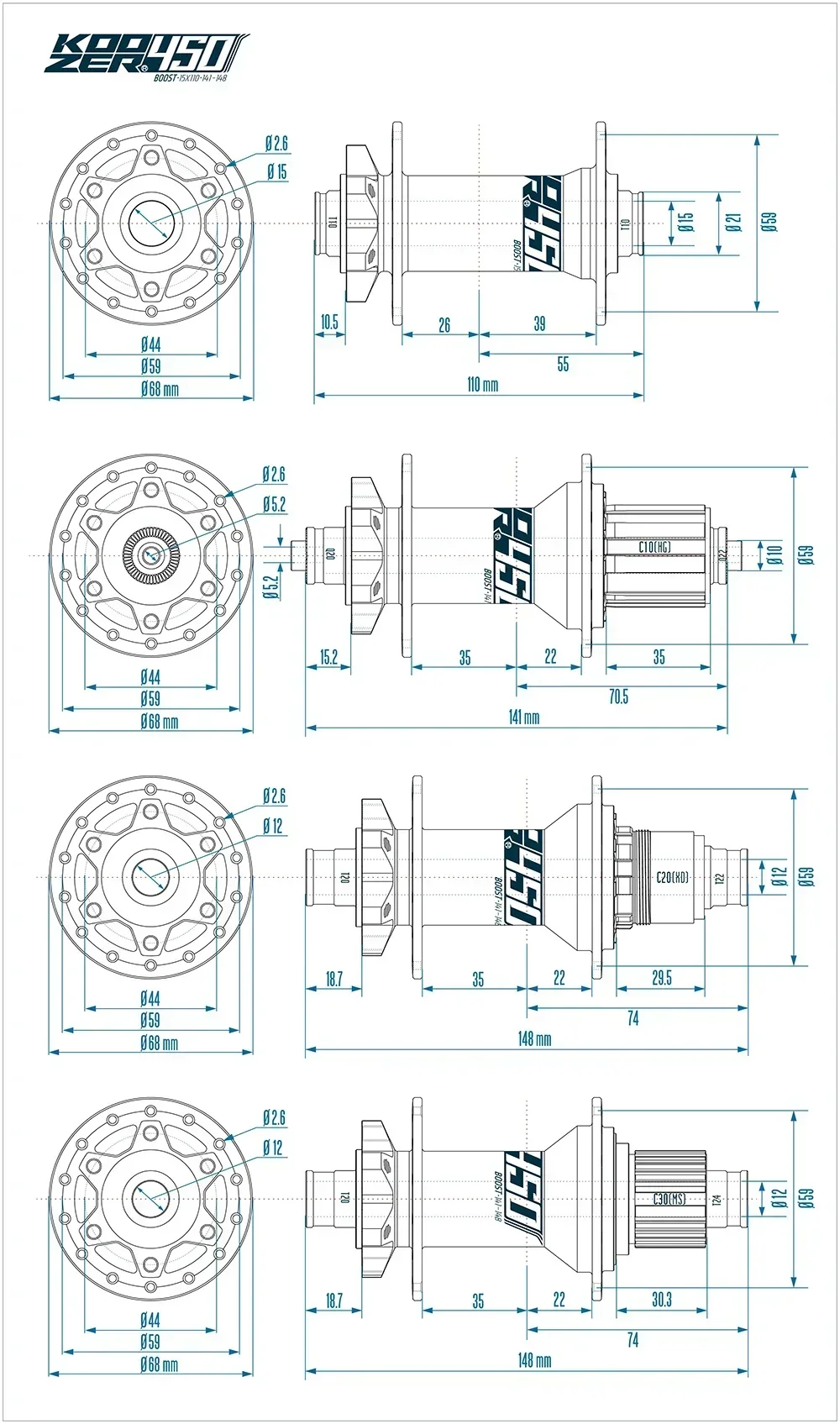 Koozer 450 Boost XD HG MS 11 12s 120HD 28 Löcher CR-MO Stahlachse 15x110 12x148 THRU Eagle Fahrradteile MTB Fahrradnaben – Detail 8