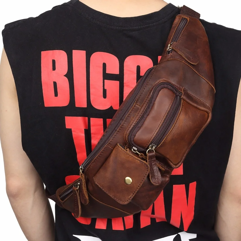 Genuine Leather Waist Packs Fanny Pack Belt Bag Vintage Phone Pouch Bags Travel Waist Pack Male Small Waist Bag Leather