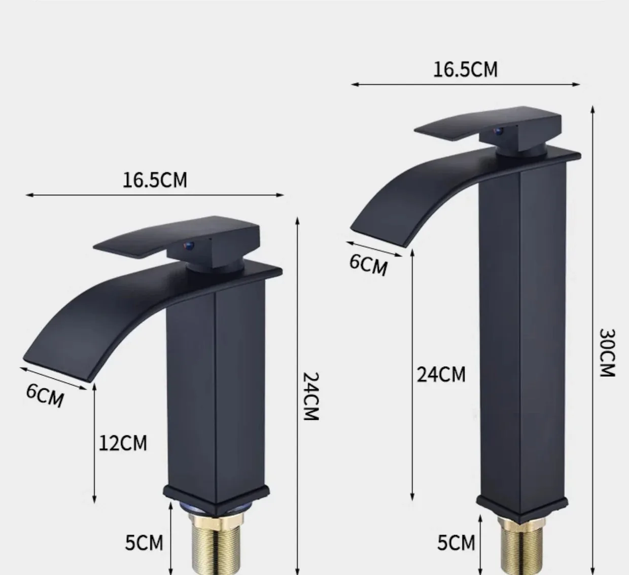 Wasserfall-Waschbecken, Edelstahl, hoher und niedriger Wasserhahn, schwarz, heißes und kaltes Toilettenwaschbecken, Badezimmer – Detail 7