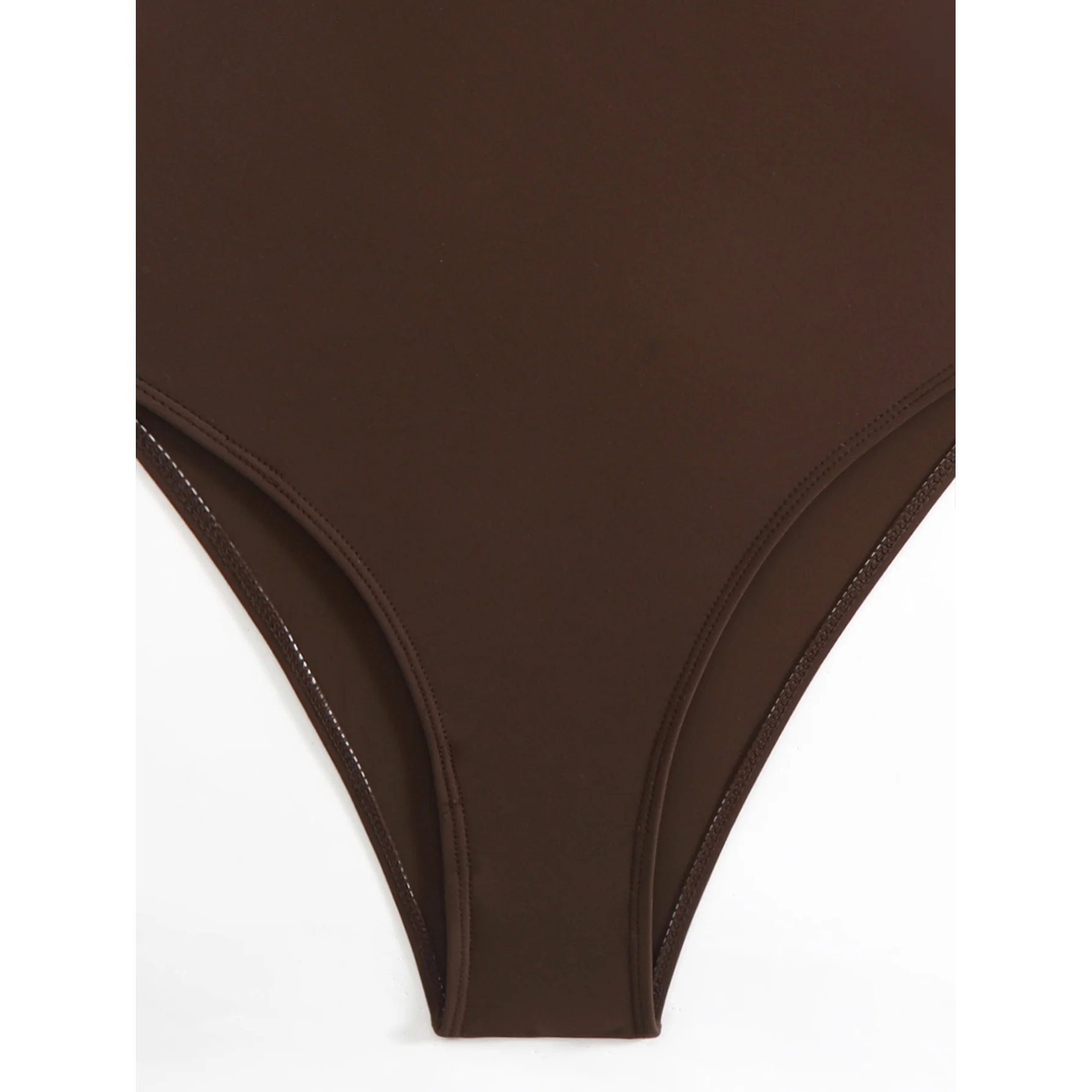 Neuer 2026 Sexy Rückenfreier Badeanzug mit Hohem Beinausschnitt für Damen, Einteiliger Badeanzug mit Polsterung, Einfarbig Kaffee, Badebekleidung V7089 – Detail 10