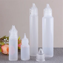 1PC, 10ml/15ml/30ml/50ml Needle Tip Squeezable Bottle Refillable Liquid Plastic Bottle Container with Wide Mouth Empty Pen Style