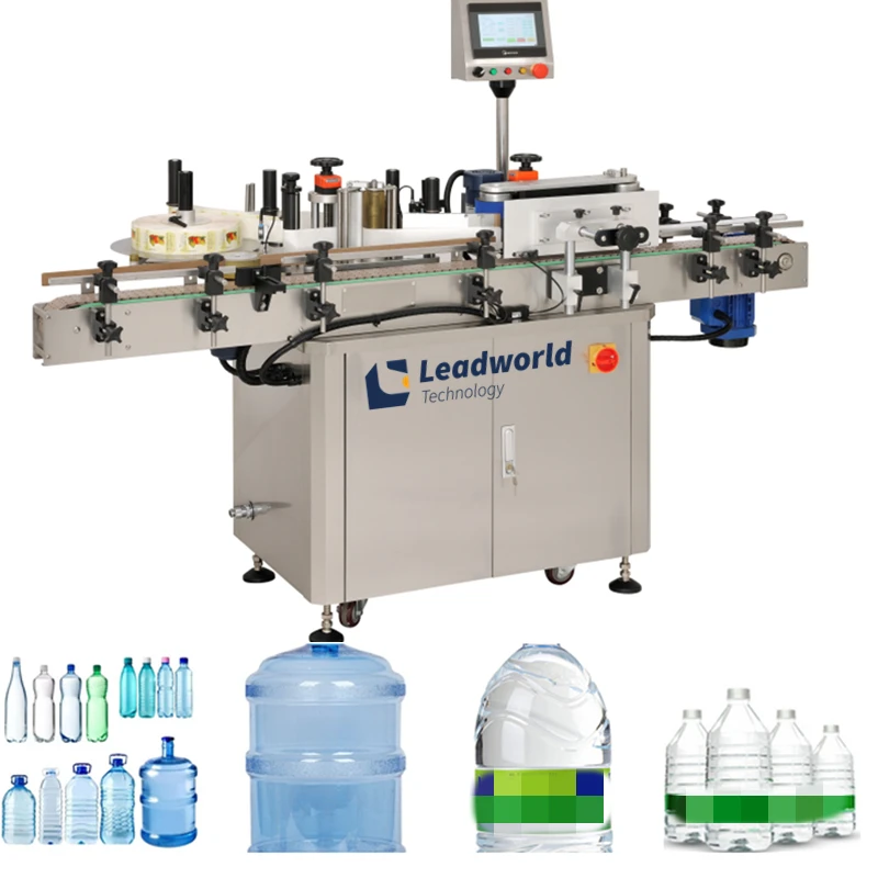 Leadworld Non Standard Custom Big Size Automatic 5 Gallon Pail Labeling Machine Round Bottle Sticker Label Machine