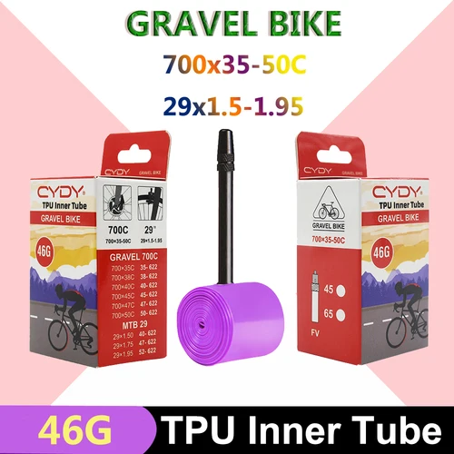 46g CYDY TPU tubo interior 700C GRAVEL bicicleta 700x35-50C para 35C 38C 40C 45C 50C neumático bicicleta cámara MTB 29x1,5-1,95 pneu aro neumático