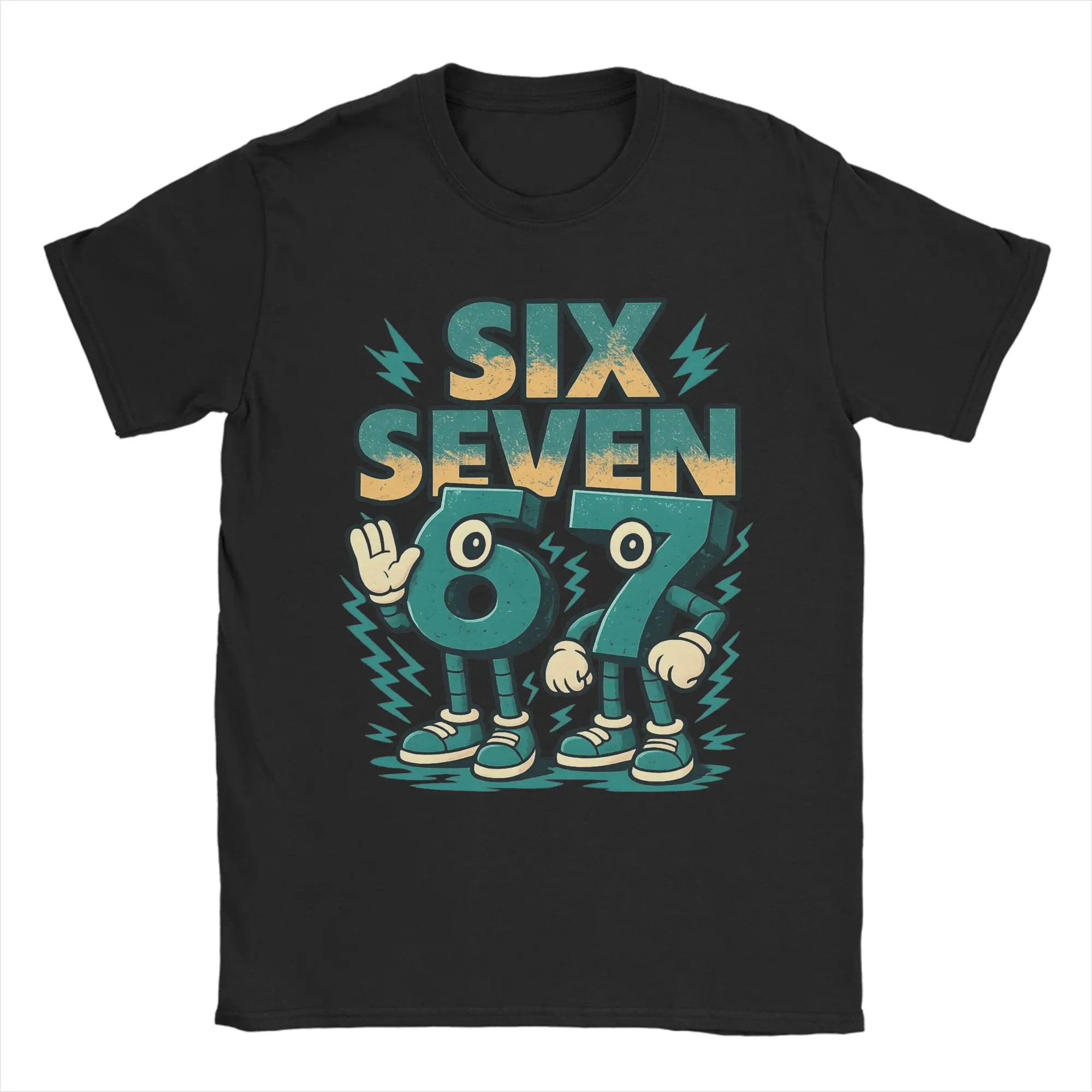 Vintage 67 Six Seven 6-7 Funny Italian Brainrot T-Shirt Men Crew Neck Cotton T Shirts Short Sleeve Tee Shirt Gift Idea Clothing