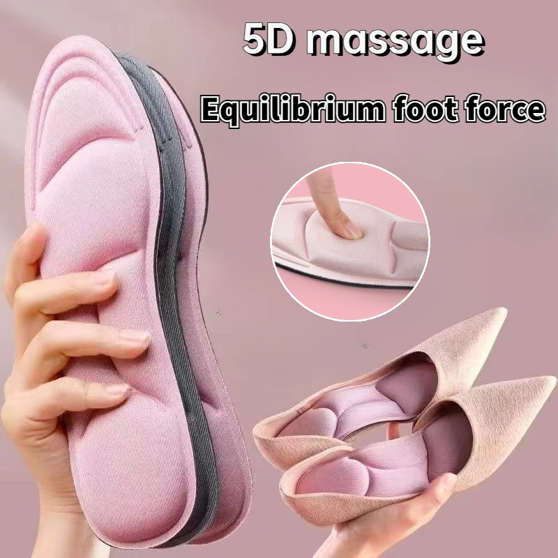 2pcs Women Men 5D Massage Memory Sport Insoles for Shoes Flat Feet Anti-slip Foot Care Tool Inserts & Cushions Soft Insole