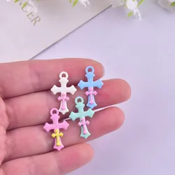 10pcs Colorful Crucifix Alloy Charm Kawaii Girls Necklace Earrings Gift Pendant DIY Fashion Jewelry Bracelet Make Accessories