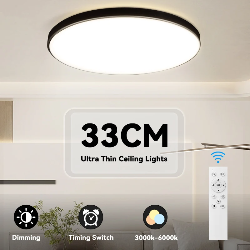 Dimmable LED Ceiling Panel Light Smart Lighting Lamps Bedroom With Remote Control Living Room Fixture 85v-220V Home Appliance