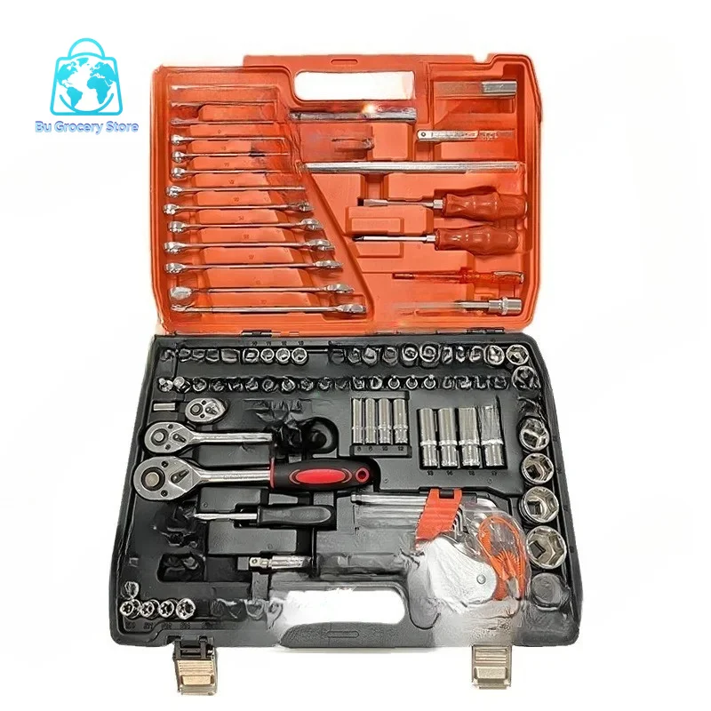 Auto repair tool 121-piece set, multi-specification socket wrench combination tool, home maintenance machine repair set