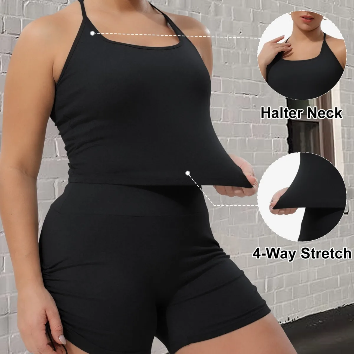 Women Halter Racerback Workout Tank Top With Built-in Bra Pads Seamless Slim Yoga Pilates Fitness Vest