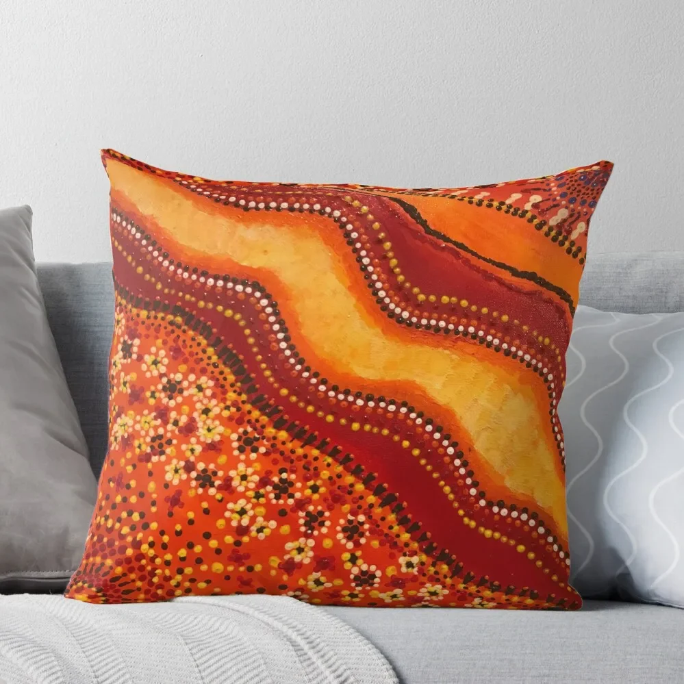 

Aboriginal design -orange river Throw Pillow Pillowcases Bed Cushions Sofa Cushions Embroidered Cushion Cover