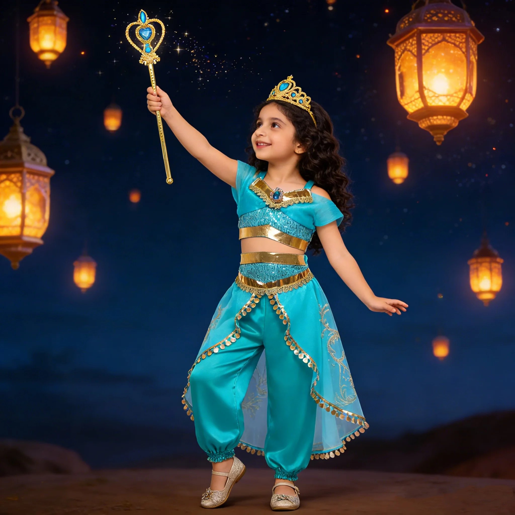 Aladding and the Magic Lamp Jasmine Fairy Costume Princess Dress up for Little Girl Fancy Carnival Stage Cosplay Dresses