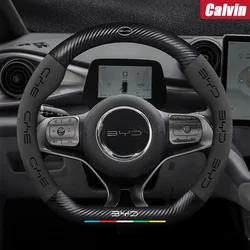 For BYD Song Plus Dolphin Seal Tang Han Atto 3 EV Yuan Plus Leather Sport D Shape Car Steering Wheel Cover Auto Accessories