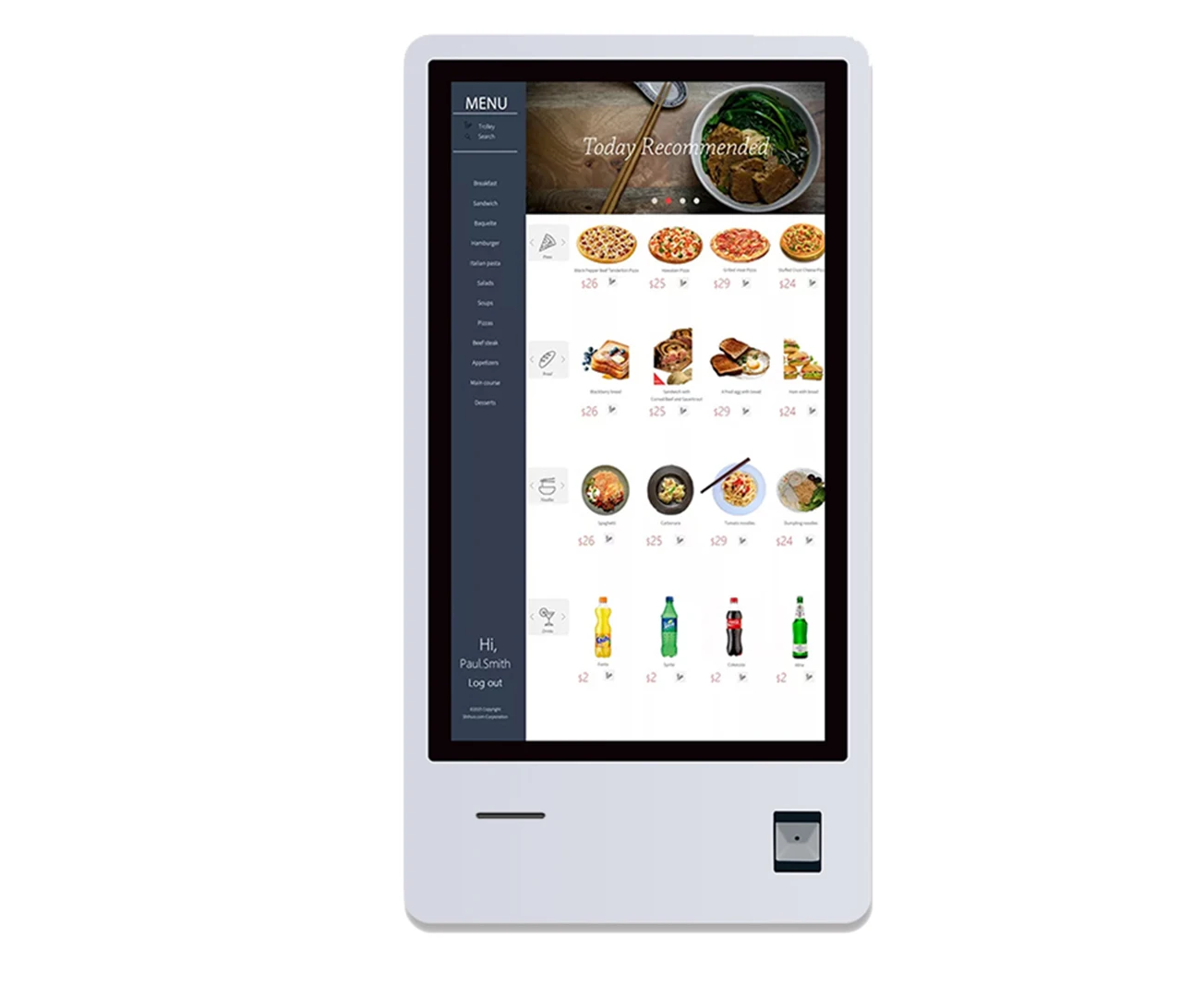 لوحة القائمة الرقمية مطعم شاشة تعمل باللمس آلة طلب الطعام الطلب الذاتي كشك نافذة المطعم