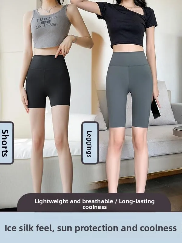 Damskie spodnie do jogi wyszczuplające, obcisłe, długość 3/4, spodnie rowerowe, modelujące pośladki, warstwa bazowa, spodnie z nadrukiem, poliester