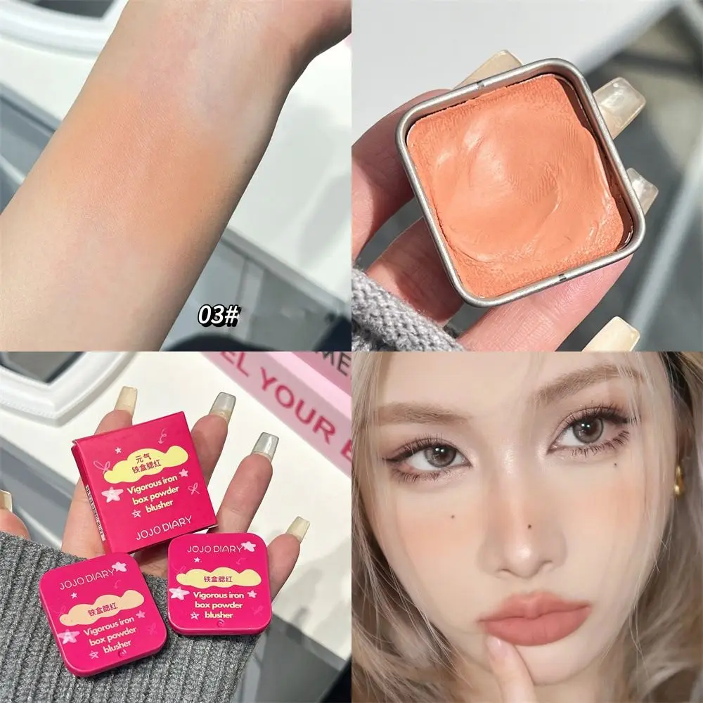 New Mini Iron Box Blush Cream Matte Natural Rose Cheek Blusher Powder Face Makeup Monochrome Contour Blush Mud