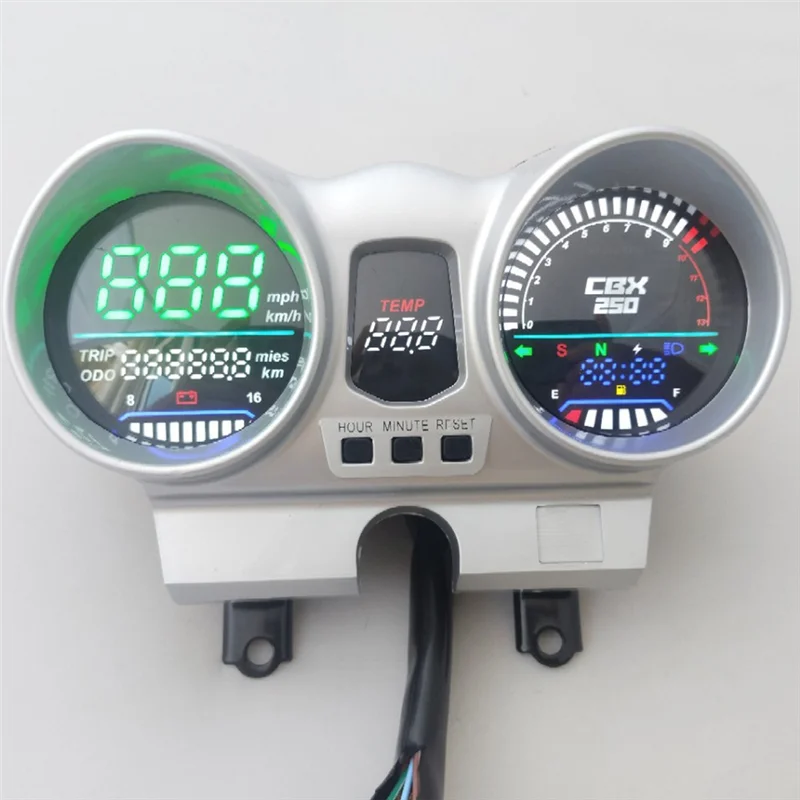 AASS-Tacho مقياس سرعة الدوران 12 فولت LCD لوحة القيادة العالمي للدراجات النارية عداد السرعة لهوندا CBX250 CBF250 الإعصار 2001-2008 #3