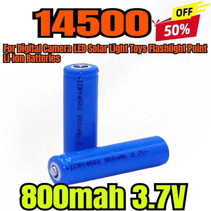 

14500 800mah 3.7V Lithium Rechargeable Battery for Digital Camera ​​​​​​​LED Solar Light Toys Flashlight Point Li-ion Batteries