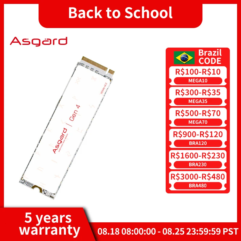 Imagem -06 - Ssd Rígido de Estado Sólido para Desktop Velocidade de Leitura até 7000 Mbps 512 gb 1tb 2tb Nvme Pcie 4.0x4 M.2 Asgard-an4