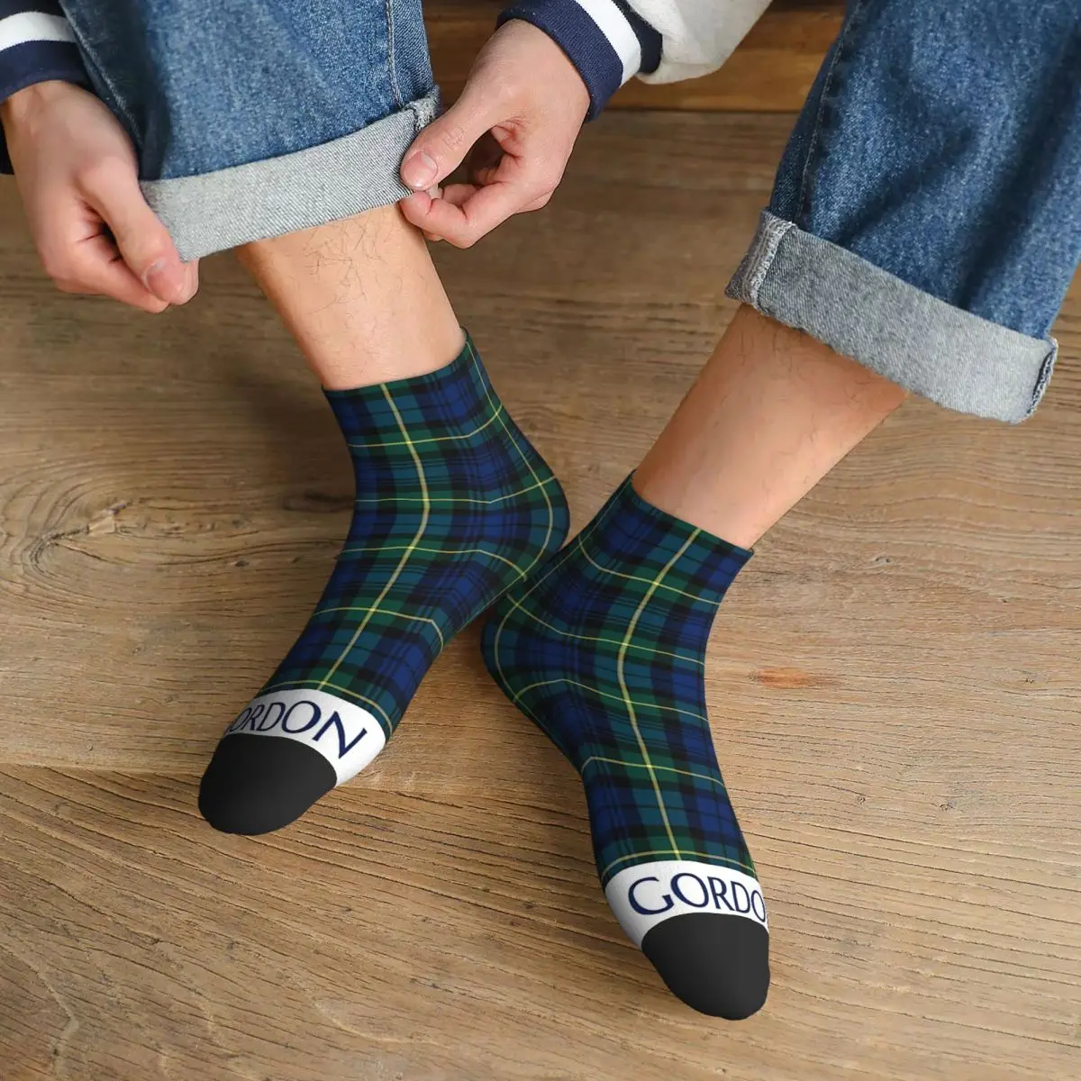 

Носки Clan Gordon в клетку тартан, впитывающие пот чулки в стиле Харадзюку, всесезонные носки, аксессуары для подарков унисекс