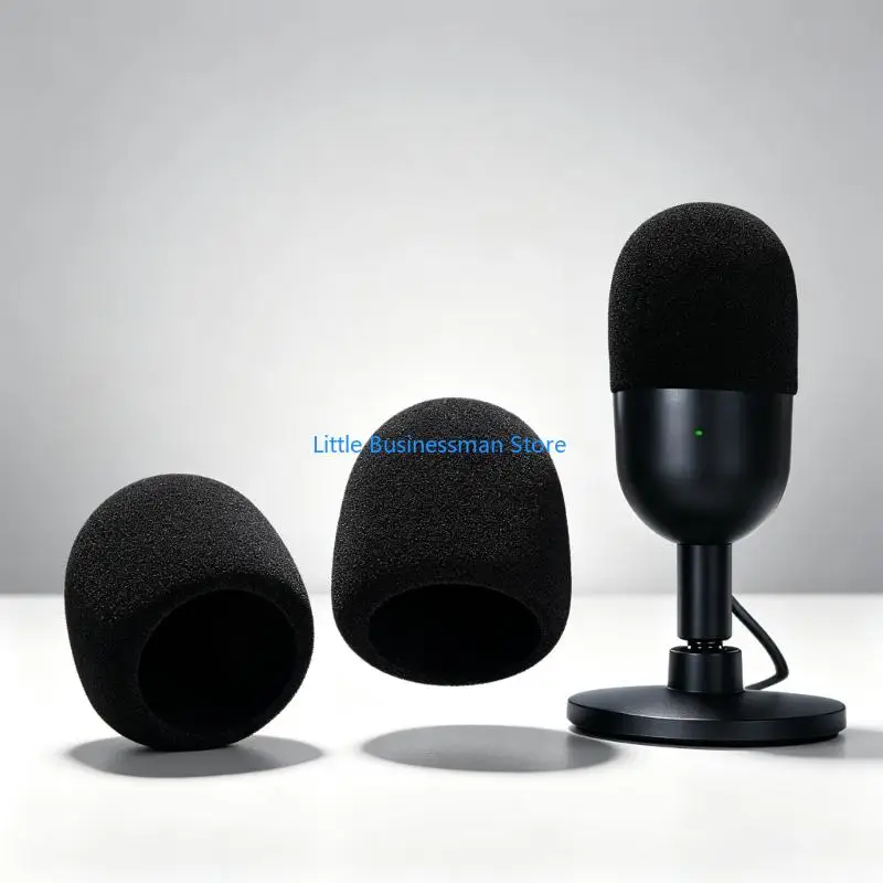 Aufsteckbare Mikrofon-Schaumstoffabdeckung für Seiren V3Mini, schwarze Windschutzscheibenhülle für Aufnahmen M76A – Detail 8