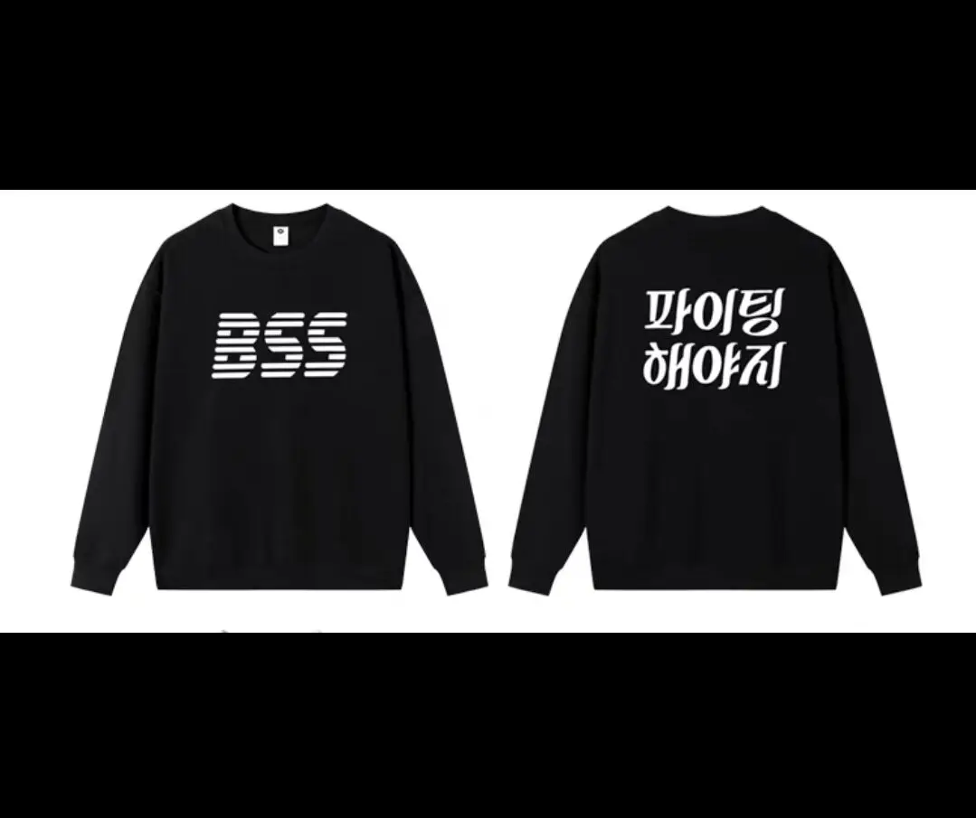 Kpop Same BSS Hoodies Black Hoodie Sweater Men\'s and Women\'s 2024 Popular Autumn and Winter Tops and Jackets