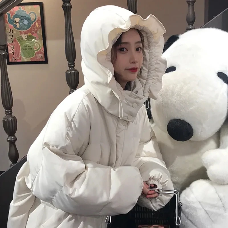 

Winter fashion hooded padded coat thick fluffy warm parka coat women's loose padded coat sweet tide