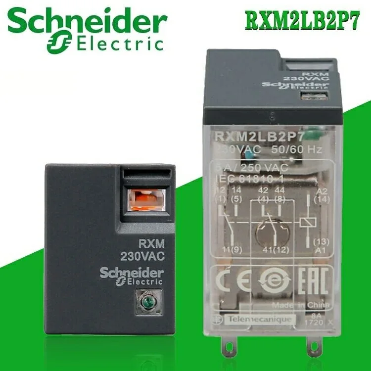 Relé Schneider 5 piezas RXM2LB2BD RXM2LB2P7 RXM2LB2B7 RXM2LB2B7 RXM2LB2F7 RXZE1M2C 2CO 5A 24VDC 24VAC 230VAC 120VAC 100%-Nuevo-original