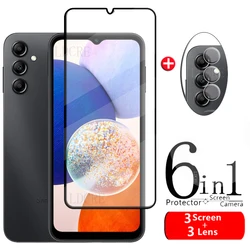 6-in-1 For Samsung A14 Glass For Samsung A14 Glass 9H HD Full Glue Cover Screen Protector For Samsung Galaxy A 14 A14 Lens Glass