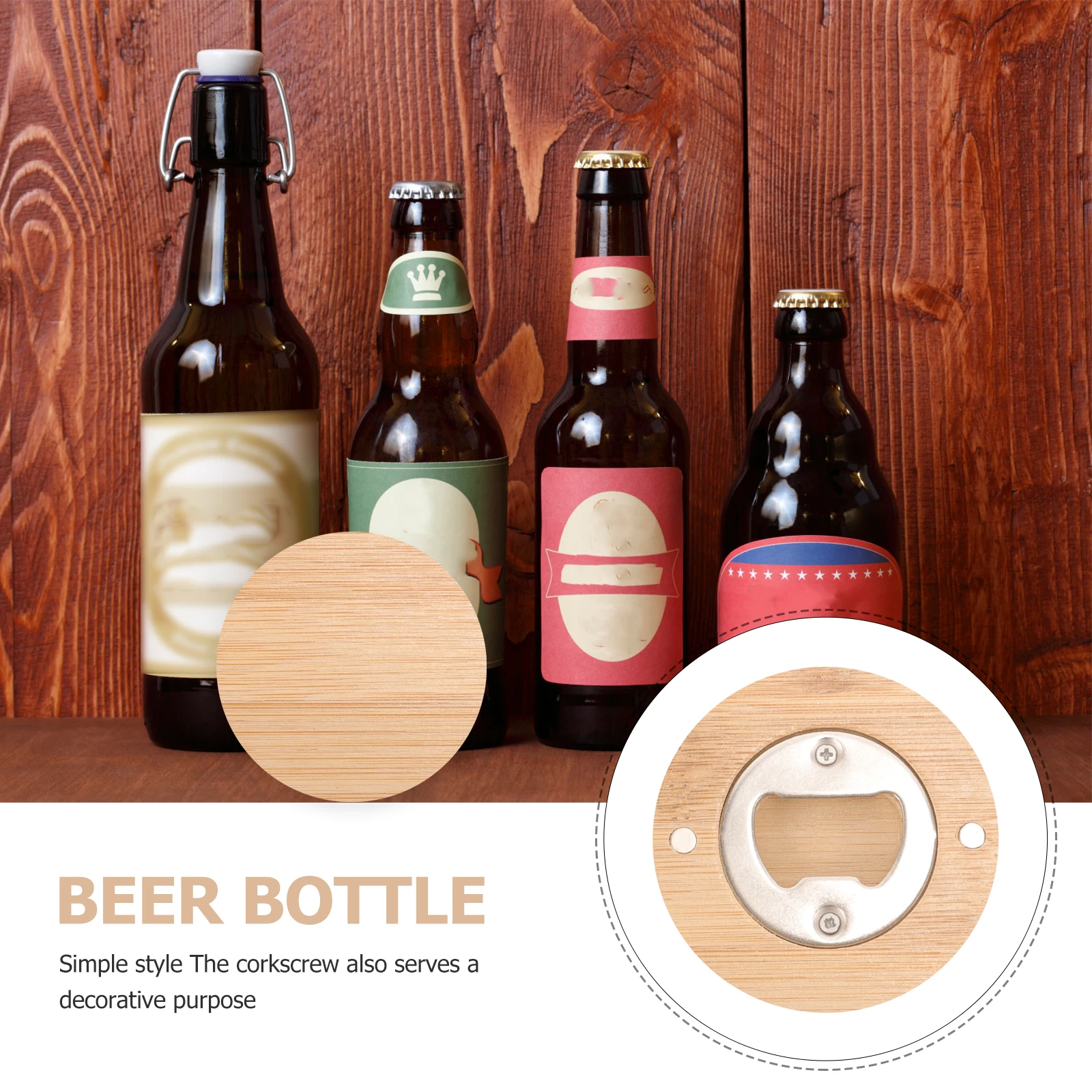 

Rustic Bamboo Bottle Opener Magnetic Refrigerator Magnet Creative Fridge Decor Beer Opener Bottle Openers