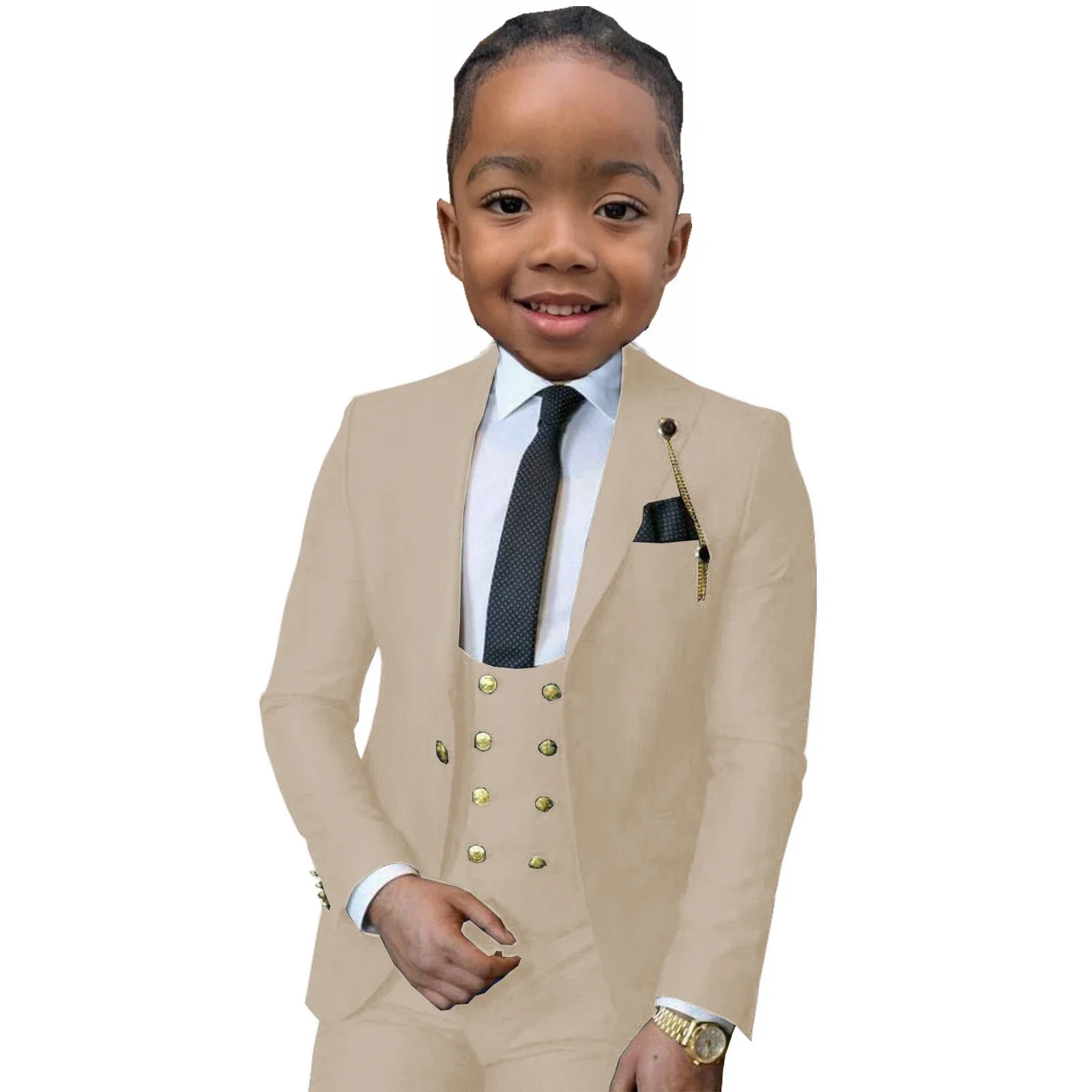 

Boys Suit Classic Kids Formal Black 3-Piece (Jacket Pants Vest) Wedding Tuxedo Party 2-16 Years Custom Blazer Child