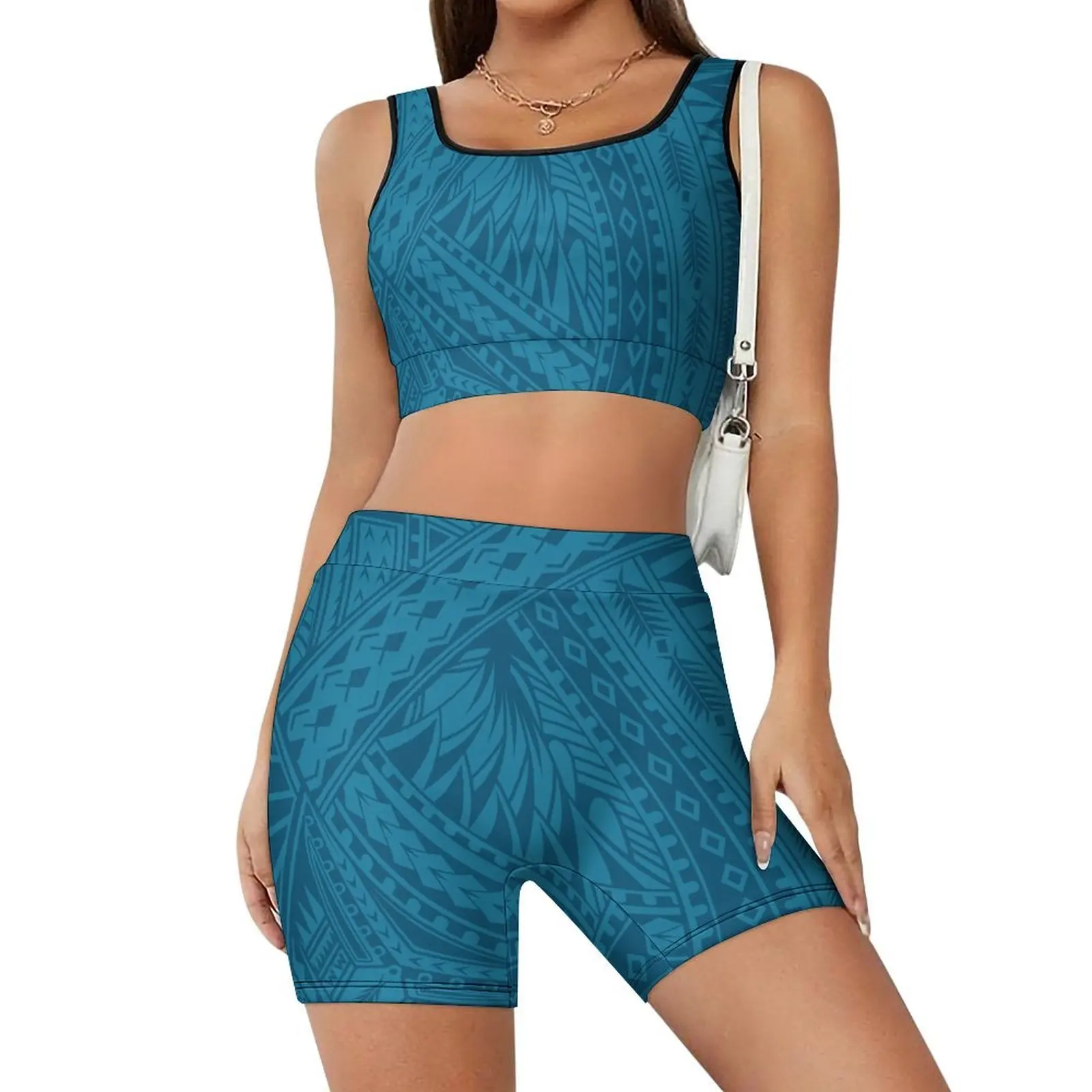 

Женский комплект одежды для йоги в полинезийском стиле с принтом, высококачественная одежда для йоги, одежда для йоги с настраиваемым узором