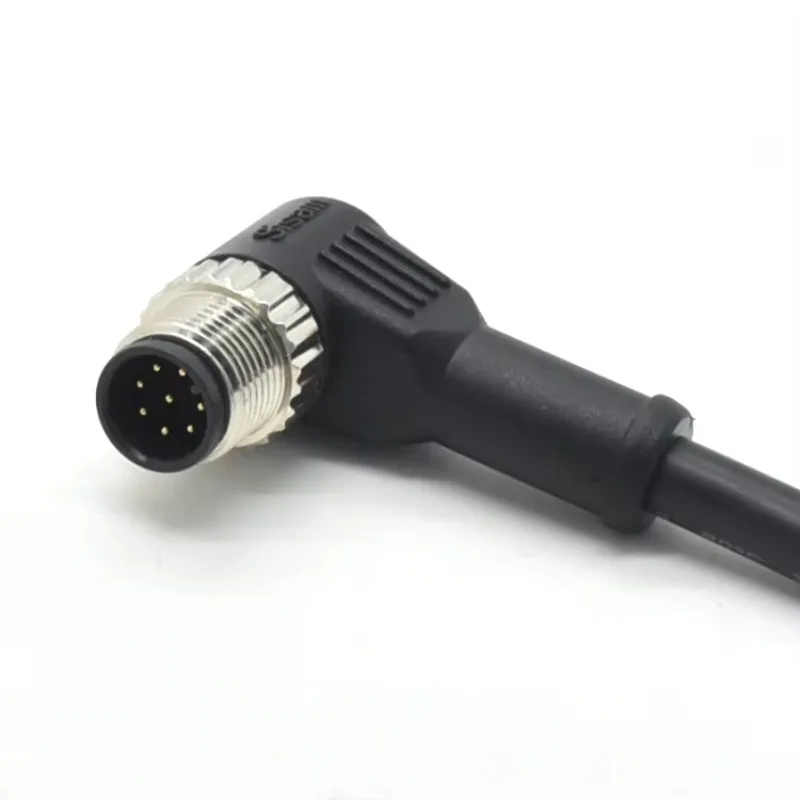 M12 Connector 8 Pin Industrial Welding Angled Electrical Male Female Plug Waterproof Cable Connector