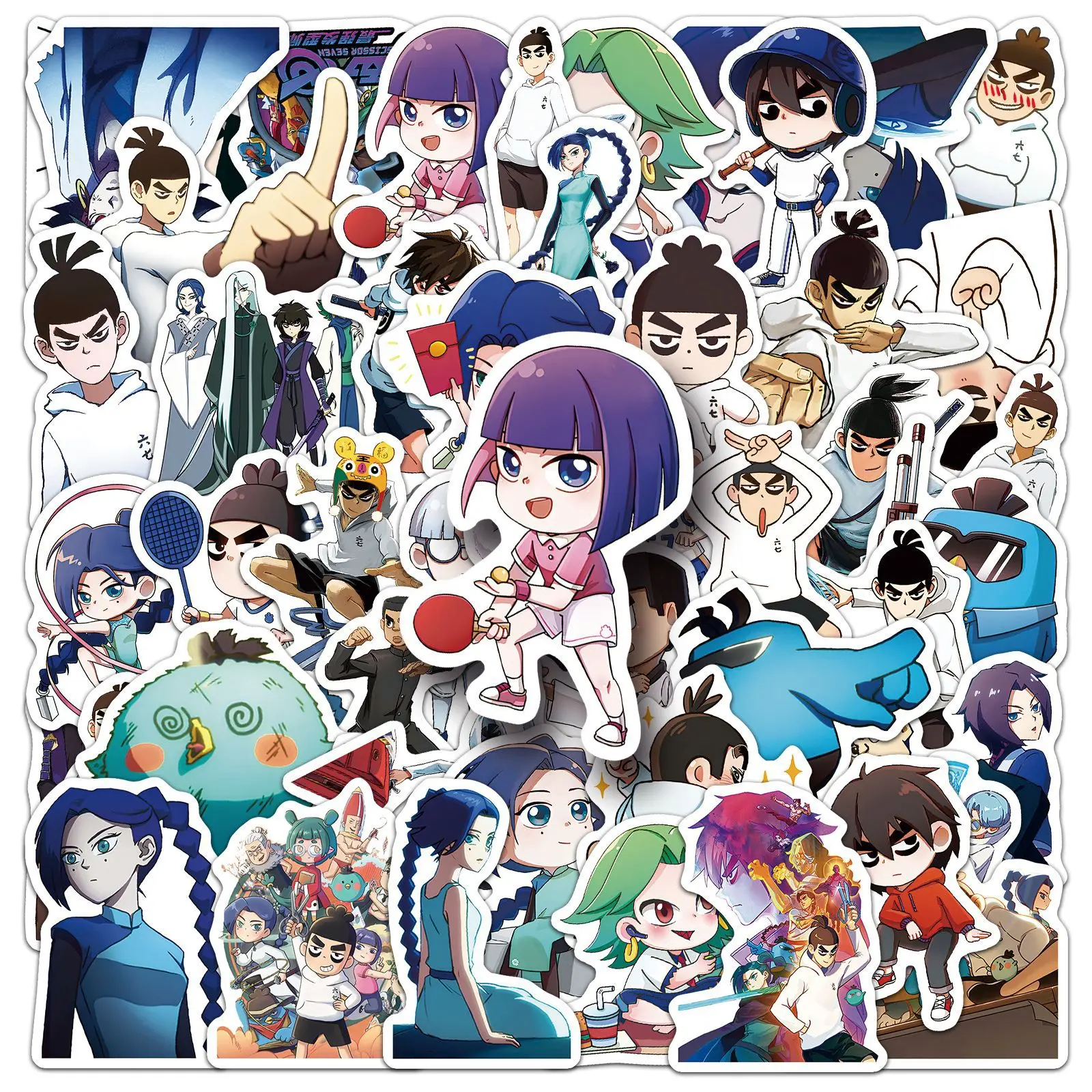 

10/50PCS Scissor Seven Graffiti Sticker Funny Cartoon Animation Decal Decorative Laptop Phone Guitar Cup Car Waterproof Decal