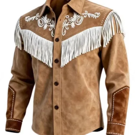 2026 Mens Fringe Jacket Retro Ethnic Tassel Single Breasted Casual Autumn Winter Streetwear Fashion Long Coat Outerwear Top view 4