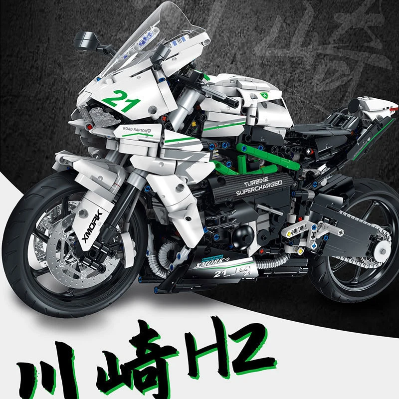 IN STOCK 1:5 Kawasaki Motorcycle Building Blocks 2022pcs MOC Technical Sports Car Bricks Model Toys for Boys Birthday Gift Set