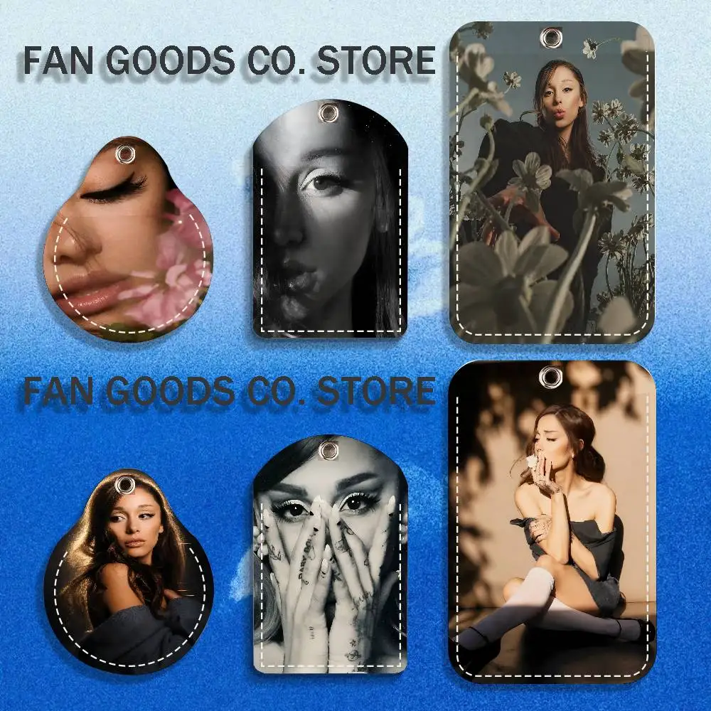 A-Ariana Singer Grande PETAL PU Leather Card Holder Keychain Key Ring Door Lock Access Tag ID Access Card Air Tag Case Keychain